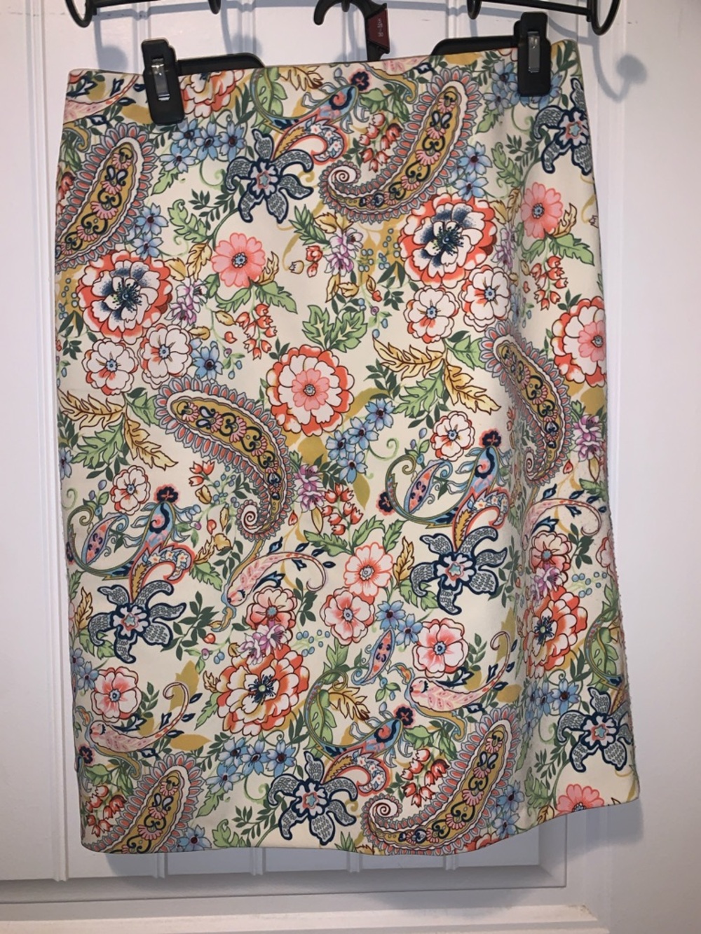 Philosophy Floral Paisley Midi Skirt in Cream, Coral, Blue, Green